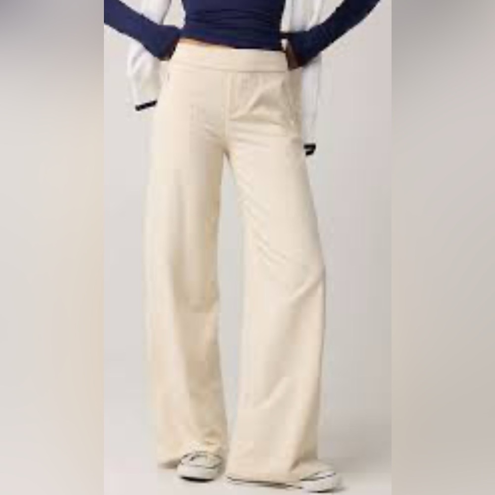 aerie Cream Wide Leg Pants